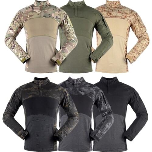 Fronter Military Camouflage Shirt Men Cotton Long Sleeve Camo Army Tactical Shirt Paintball Multicam Uniform Combat Shirts