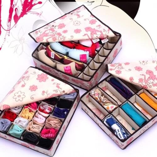 Foldable Non-Woven Sunflowers Storage Boxes for Bra Socks Briefs Scarf 3pcc/set Free shipping