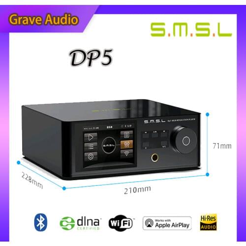SMSL DP5 ES9038PRO MQA Bluetooth 4.0 Player Digital Turntable Decoder Headphone Amplifier AirPlay DINA WiFi DSD256
