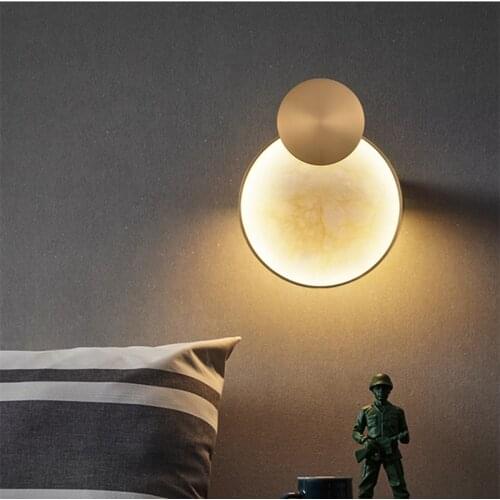 Led Modern Moon Wall Lamp Iron Marble Wall Lamps For Living Room Bedroom Nordic Home Decor Bedside Lamp Barthroom Mirror Light