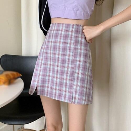 Preppy Style Student Skirts Summer Fashion Casual Classic Plaid Printed Skirt Trendy Wild High Waist A-Line Skirt