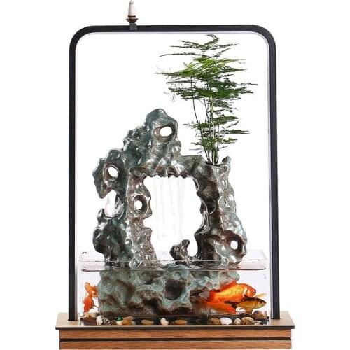 Creative Flowing Water Ornaments Light Ring Backflow Incense Burner Feng Shui Fortune Living Room and Shop Table-Top Decoration