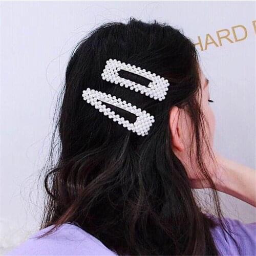 Fashion Full Simulated Pearl Hair Pins Simple Geometric Triangle Square Hair Clips Elegant for Women Wedding Party Hair Jewelry