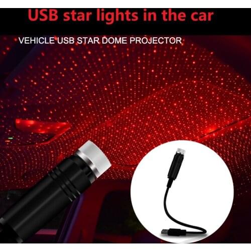 USB Car Interior Atmosphere Star Sky Lamp Ceiling Roof Light Car Ambient Light LED Projector Mini LED Car Roof Star RED Light