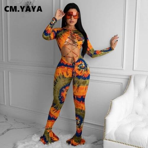 CM.YAYA Aumutn jumpsuits for women 2020 Paisley Print Hollow out Sexy bodysuit rompers womens jumpsuit