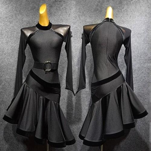 Sexy Latin Dress WomenS Long Sleeve Dress Autumn And Winter Salsa Dance Clothing Performance Dancewear Party Dance Dress 1307