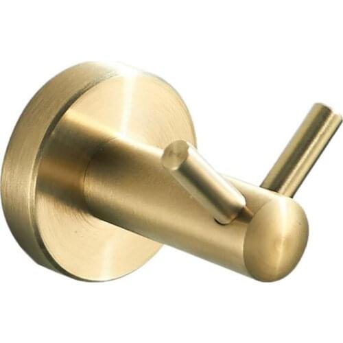 Brushed Gold Clothes Hook Hanger Stainless Steel Wall Robe Hooks Bathroom Door Hanging Coat Hook Wardrobe Clothing Pegs Rack