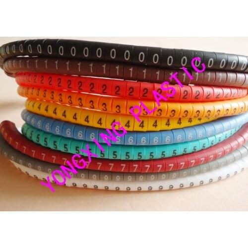 100pcs/lot freeshipping EC-0 1.5mm2 cable marker 0-9 different number colorful