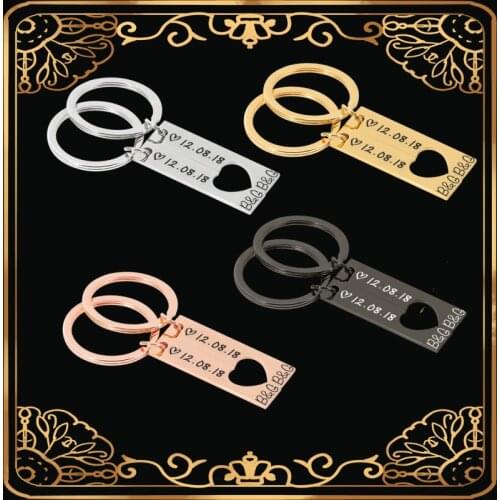 2Pcs/Set Heart Custom Keychain Gifts For Couples Girlfriend Boyfriend Four Colors Stainless Steel Key Chains Christmas Day Gifts