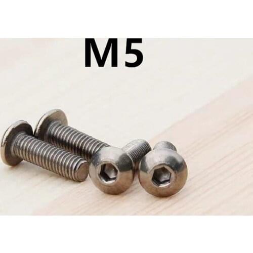 20PCS M5x6/8/10/12/15/20/25/30/35/50mm GB70.2 ISO7380 Pure Titanium Hexagon socket Column Head titanium screws TA2 Ti fasteners