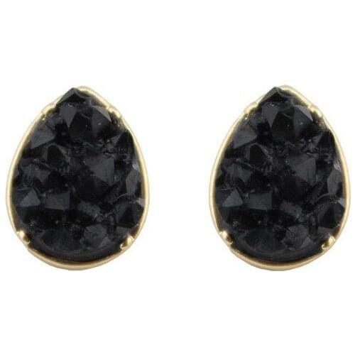 2020 Fashion Jewelry Mini Geometric Round & Teardrop Quartze Stone Druzy Stud Earrings for Women Summer Daily Accessories