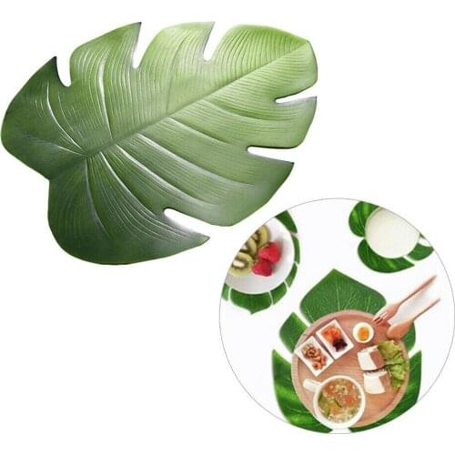 48*37cm Tropical Palm Placemat Household Dining Table Bowl Cup Coffee Mat EVA Non-slip Pad Home Kitchen Cushion