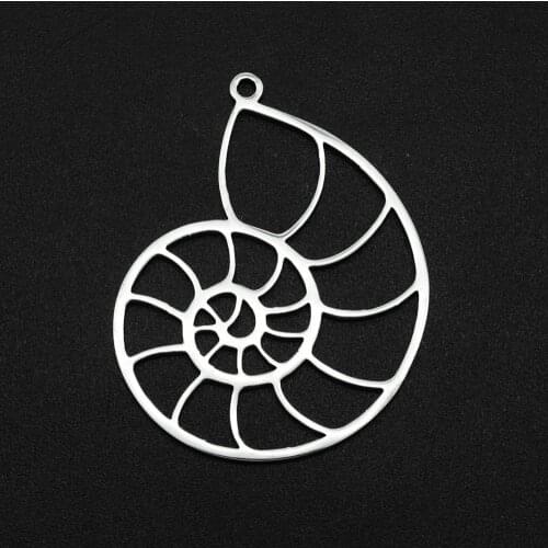 5pcs/lot 100% Stainless Steel 35x28mm Sea Conch DIY Charm Earring Finding Wholesale Necklace OEM Order Accepted Never Fade