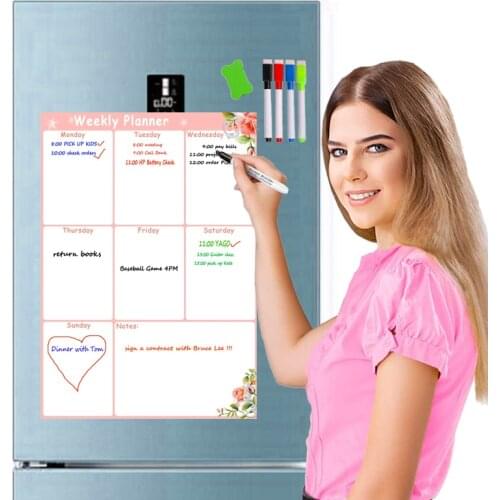 A3 Magnetic Calendar Panner for Refrigerator Weekly Planner White Board To Do List Organizer Board Kitchen Smart Board Markers