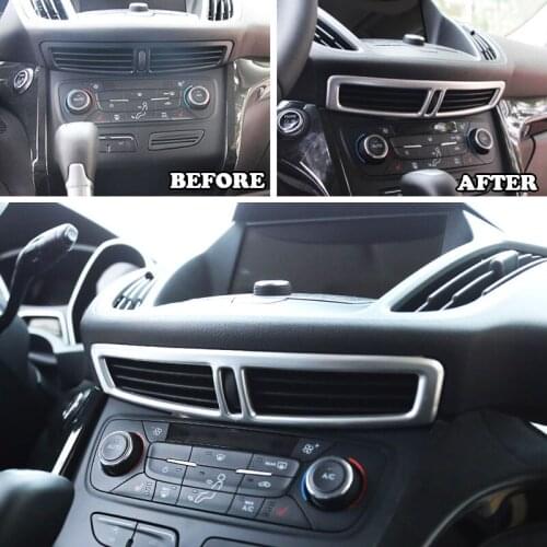 ABS Chrome Front and Rear Central Control Console Middle Air Vent Outlet Cover Trim Frame For Ford Escape Kuga 2017 2018
