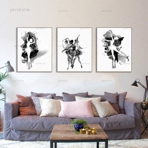 Watercolor Ballerina Painting Ballet Dancer Girl Art Canvas Posters Prints Wall Pictures Modern Living Room Home Decoration