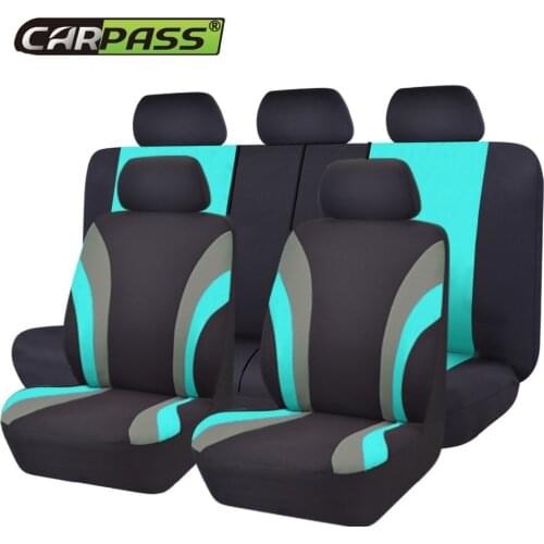 Car-pass New Colorful Sports Car Seat Covers Universal Fit For 5 Seats Car Styling Full Set Interior Rear covers zippers design