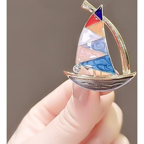 Color sailing badge Japanese brooch high-end sweater accessories temperament suit jacket pin
