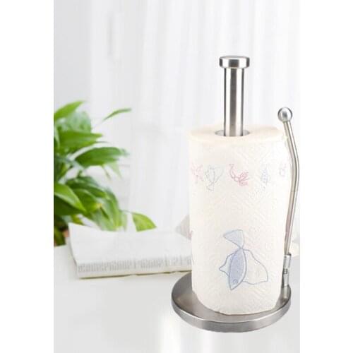 X6HD Countertop Paper Towel Holder - Stainless Steel Kitchen Napkin Roll Dispenser Stand for Home Office Bathroom Silver