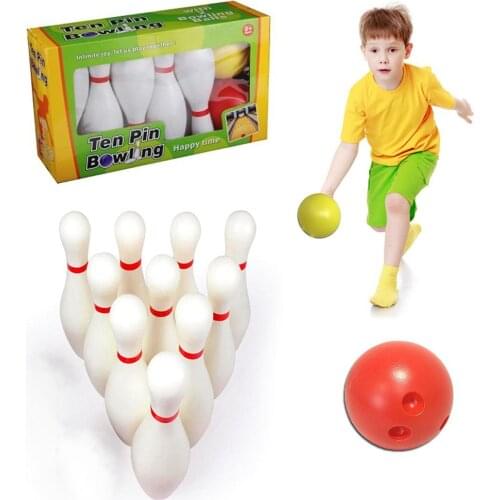 Kids Bowling Set 10 Pins And 2 Balls Perfect Bowling Gifts Toy For Children Early Education Outdoor Games Home Playing Game Toys