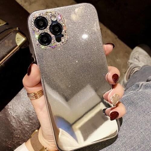 Hot Girl Diamond lens protection Glitter Soft silicon phone Case for apple iphone 12 Pro 7 8 plus 11 X XS XR MAX MiNi Back Cover