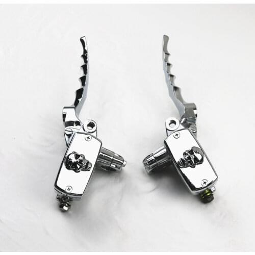 Chrome Skull 7/8" 22mm Handlebar Brake Clutch Reservoir Lever Motorcycle Motorbike
