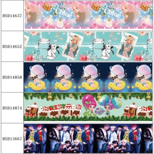 HuangTao 22MM 25MM 38MM 50MM 75mm Printed Pattern on Grosgrain Ribbon for diy ribbon