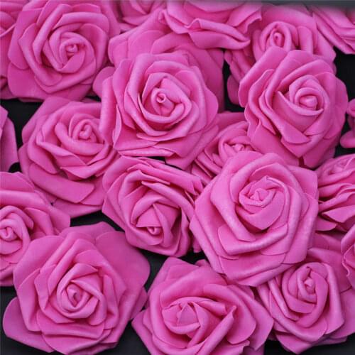 10pcs-100pcs Hot Pink PE Foam Rose Flower Head Artificial Rose For Home Decorative Flower Wreaths Wedding Party DIY Decoration