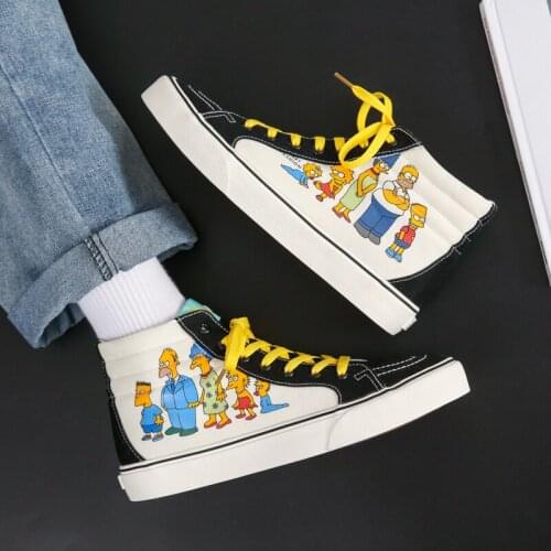 Autumn Plimsolls Women Canvas Shoes Fashion Cartoon High Top Sneakers Lovers Shoes Comfortable Board Shoes zapatillas lona mujer