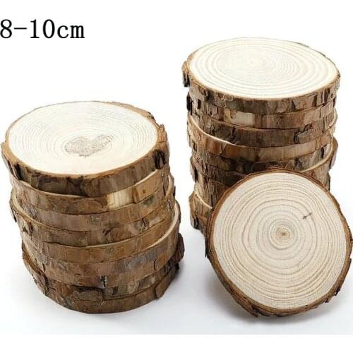 Round Wood Tree Log Disc Wood Slices Branch Button Coaster with Bark