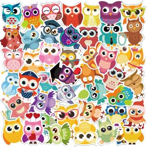 80 PCS Cute Cartoon Owl Stickers Animal Anime Sticker Decal on Laptop Pack skateboard Book Car Guitar Waterproof for Kids Girl