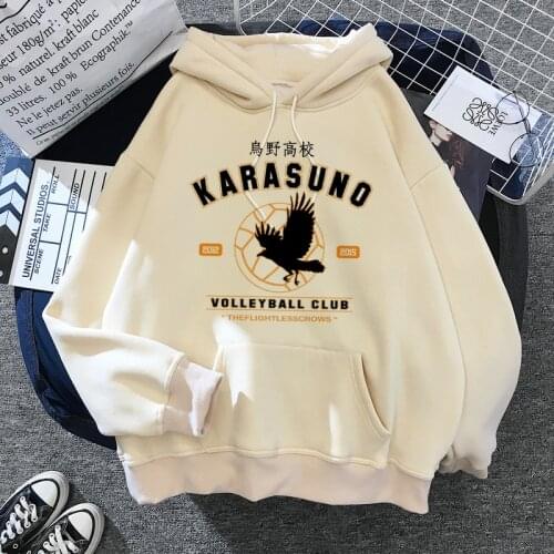 Kawaii Cartoon Haikyuu Hoodies Women Funny Japanese Anime Streetwear Harajuku Karasuno Fly High Graphic Unisex Winter Sweatshirt