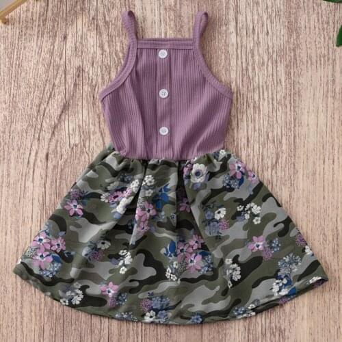 Fashion Children Dresses Sleeveless Floral Patchwork European American Style Little Girls Summer Clothing