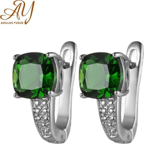 Anillos Yuzuk Fashion Geometric Cubic Zirconia Paved Stud Earrings For Women Costume White Gold Color Wedding Party Earring