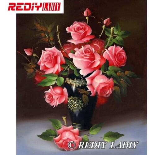 30x35.5cm Accurate Printed Crystal Beads Embroidery Kits Still Life Rose Beadwork Crafts Needlework Beaded Cross Stitch APT504