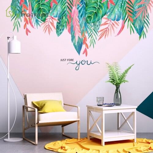 Nordic ins wall sticker fresh leaves stickers home self-adhesive bedroom living room decoration sofa TV background wall decor