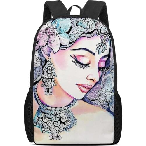 Indian Bride Flower Print School Bags Casual Student Boys Girls Cartoon Bookbags Primary School Students Backpacks Custom