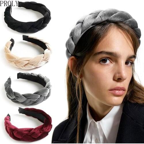 PROLY New Fashion Women Headband Wide Side Hairband Cross Knot Braid Adult Turban Soft Flannel Hair Accessories Wholesale