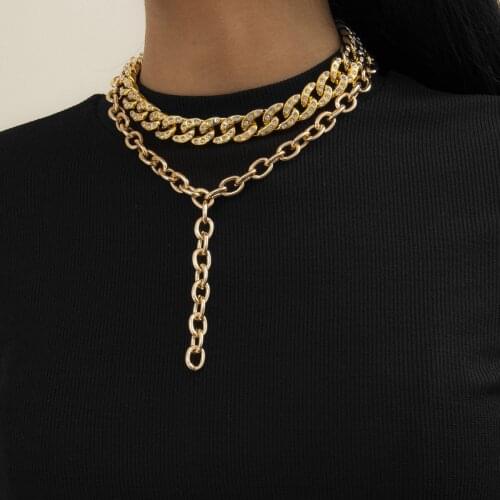 Retro Punk Exaggerated Fashion Temperament Geometric Necklace High Quality Long Chain Ladies Necklace Party Jewelry Accessories