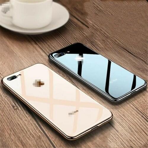 Luxury Glass Case For Apple iphone 6 7 8 Plus X XS XR MAX Cover 7plus 8plus 6G 6S X XS MAX Plating Mirror Glossy Cell Phone Case