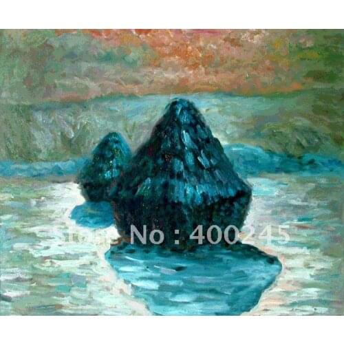 Mordern oil painting Landscape art High quality Oil painting by Claud Monet oil painting canvas Grain Stack Snow Effec handmade