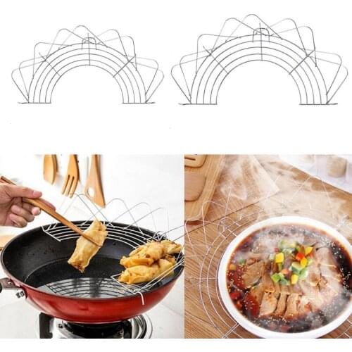 Stainless Steel Oil Drain Rack Food Strainers Cooling Racks Folding Semicircle Steam Filter Stand Kitchen Gadgets