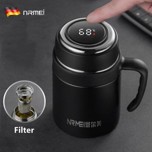650ML Thermos Coffee Mug With Filter Handle Stainless Steel Insulated Vacuum Tea Cup Home Office LED Temperature Display Gift