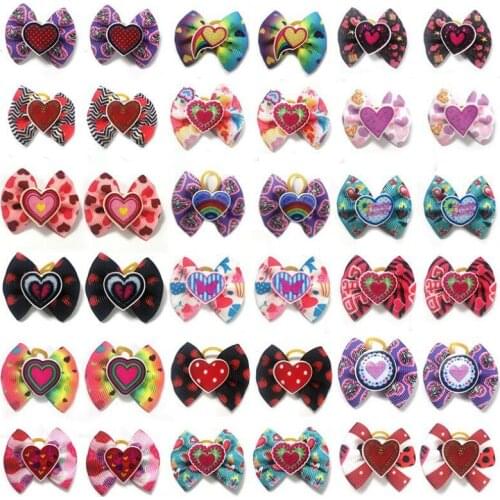 50pic/set Pet Valentines Day Tiara Teddy Yorkshire Love Bow Band Tiara Ornament headdress holiday party ornament color random s