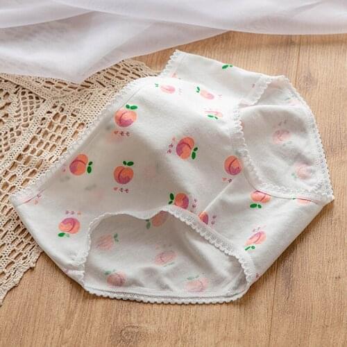 Cute Bow Bunny Strawberry Print Pure Cotton Student Women Underwear Soft Comfortable Lace Elastic High Quality For Panties A19