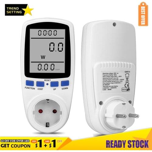 LAMEZIA 220V EU AC Intelligent Power Meter Digital Display Wattmeter Electricity Consumption Measuring Socket Analyzer
