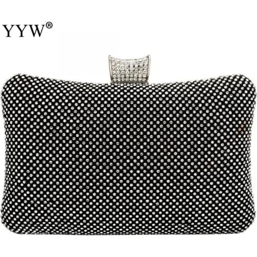 Chain Shoulder Crossbody Bag For Women Rhinestone Wedding Clutch Bags 2019 Luxury Box Clutch Purse Black Evening Clutches