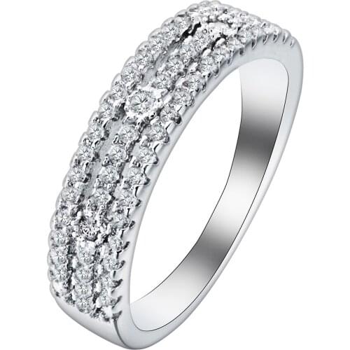 Silver plated lovely women wedding finger Ring jewelry gift wholesale new hot luxury micro paved white cz zircon Engagement Ring