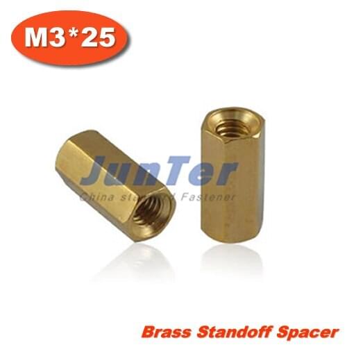 100pcs/lot Brass Standoff Spacer M3 Female x M3 Female 25mm