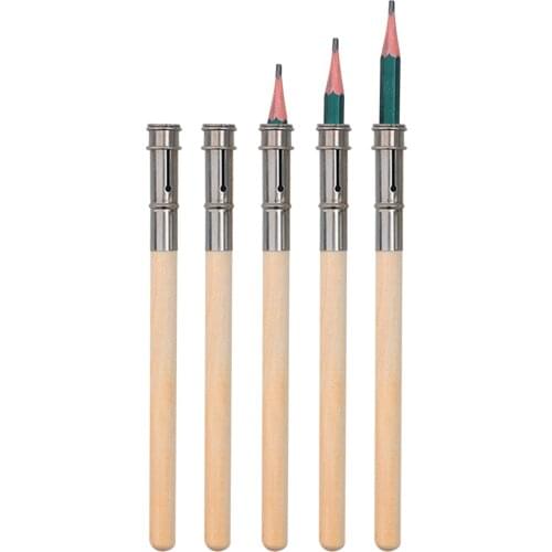 5pcs Wooden Pencil Extender Lengthener Adjustable Pencil Extender Holder Sketch School Office Art Write Tool